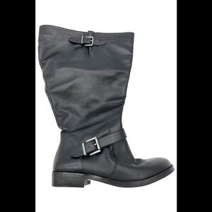 David Tate Women's Boost Wide Calf Leather Knee-High Boots Black - Wide